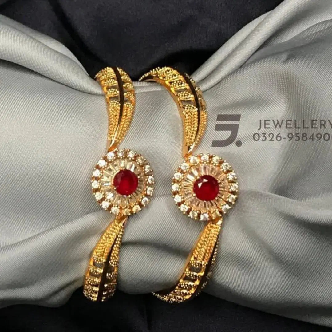 2 Pcs Gold Plated Indian Design