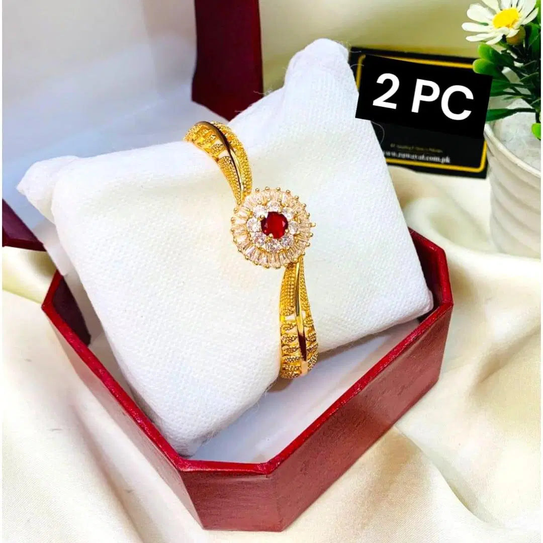 2 Pcs Gold Plated Indian Design